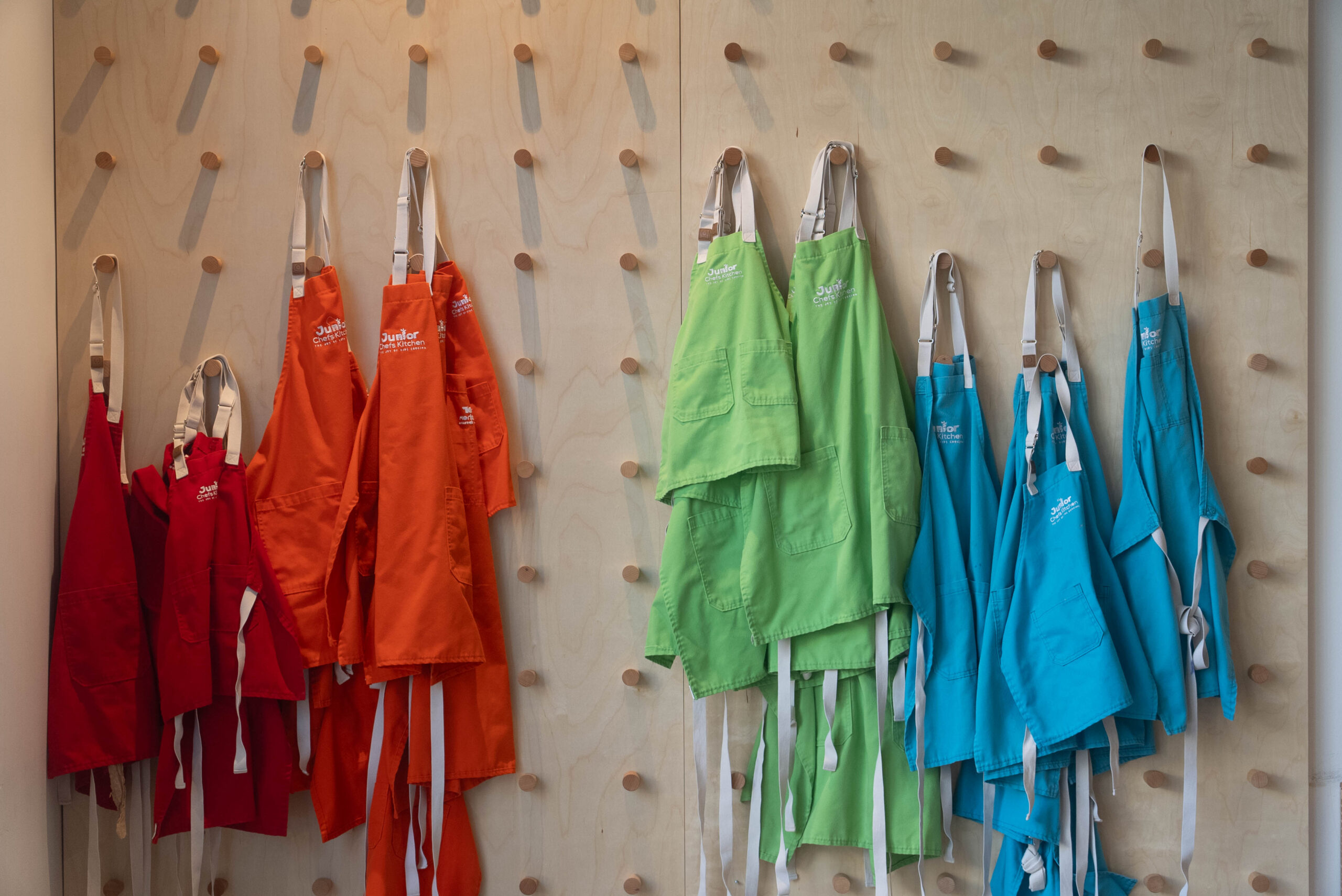 Colorful junior chef aprons.