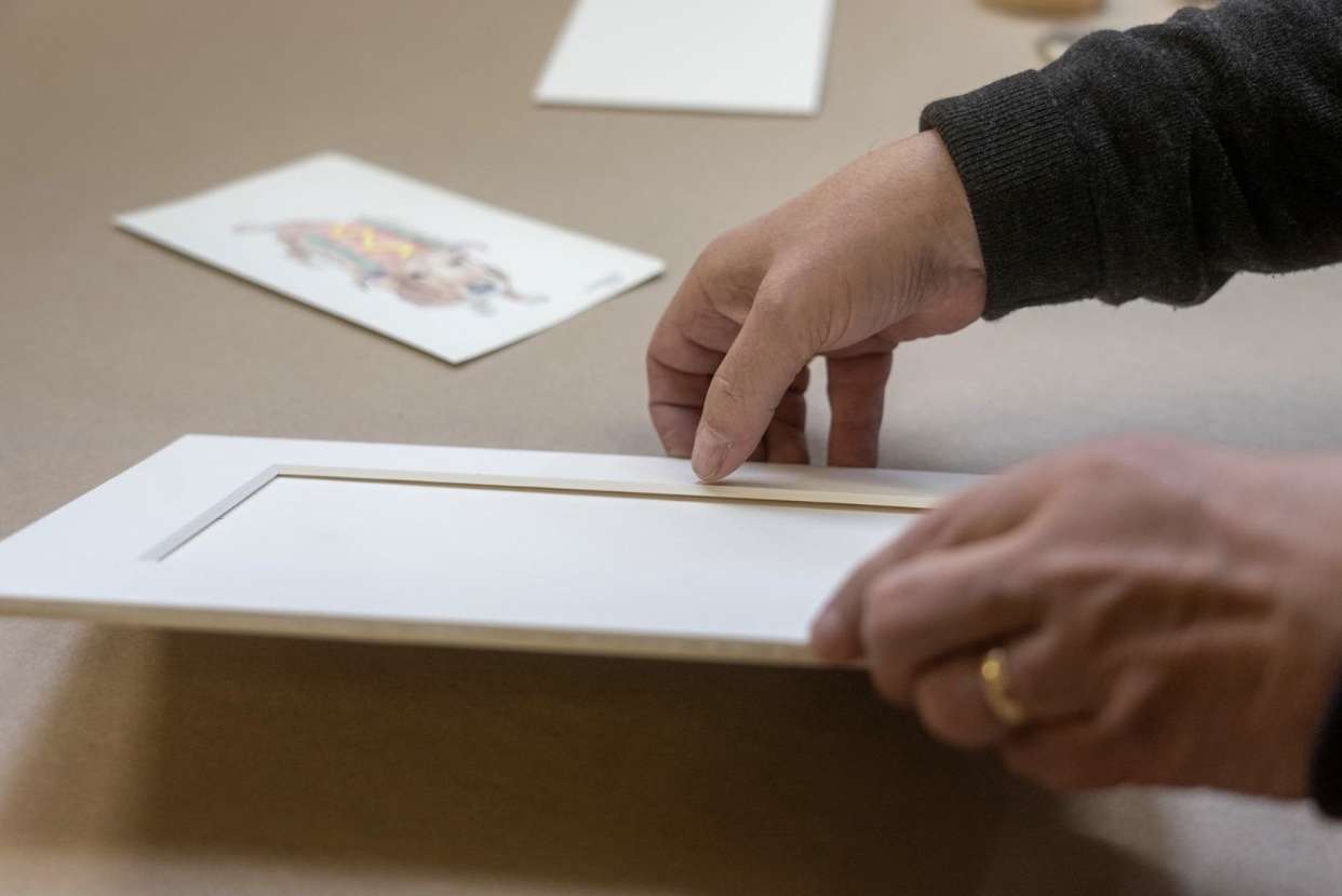 Close-up shot of framing process.