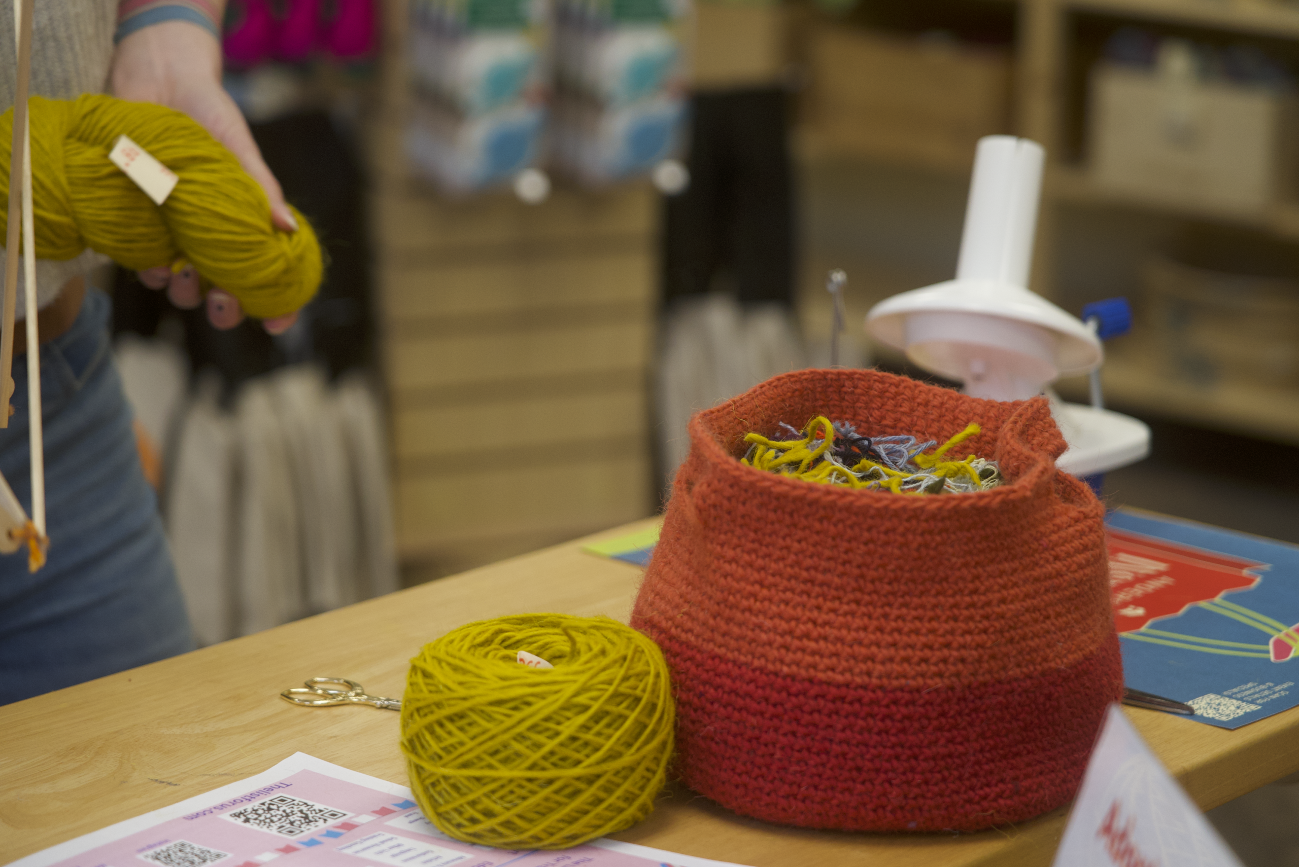 Yarn in a crochet bag